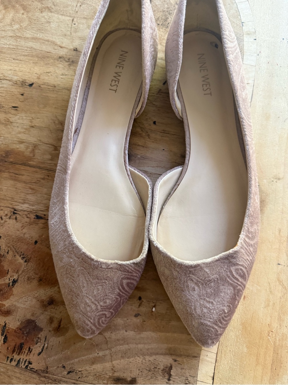 Nine West Blush Velvet Pointed Toe Flats